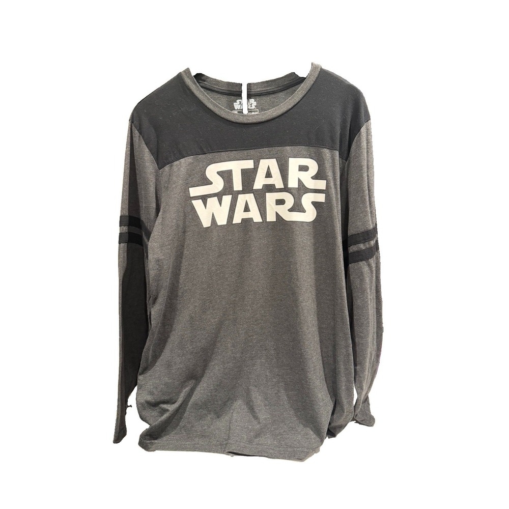 Star Wars Fifth Sun Men's XL Gray Black Long Sleeve Varsity Graphic T Shirt